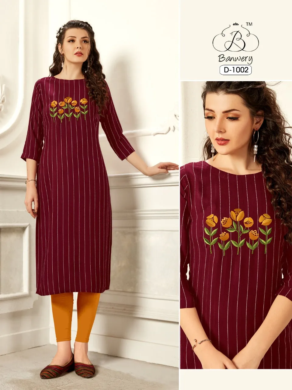 Banwery Fashion Presents Pannu Rayon Embroidery Work Daily Wear Kurtis Collection