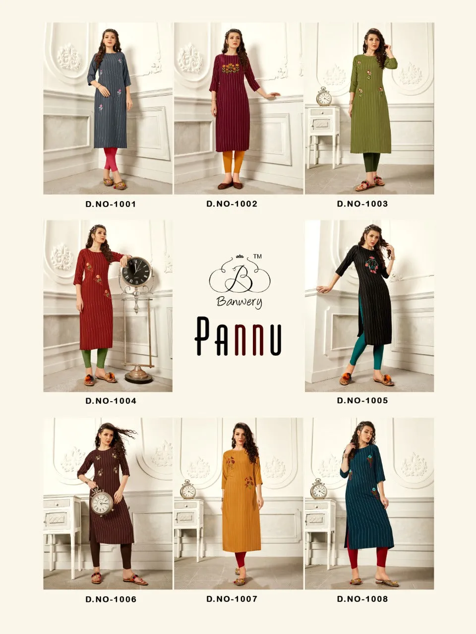 Banwery Fashion Presents Pannu Rayon Embroidery Work Daily Wear Kurtis Collection