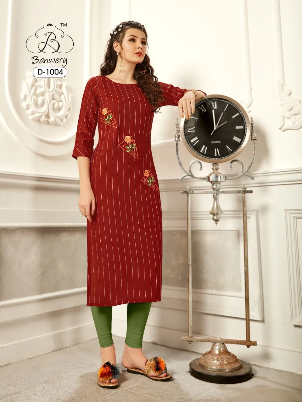 Banwery Fashion Presents Pannu Rayon Embroidery Work Daily Wear Kurtis Collection