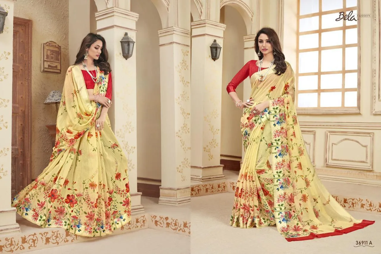 Bela Fashion Pearl Print Designer Daily Wear Saree Collection