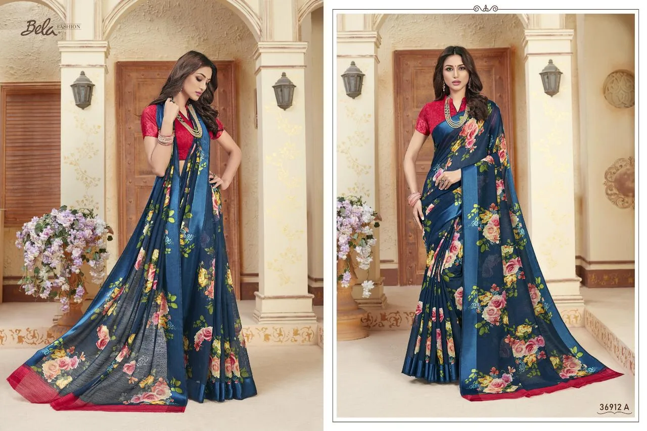 Bela Fashion Pearl Print Designer Daily Wear Saree Collection