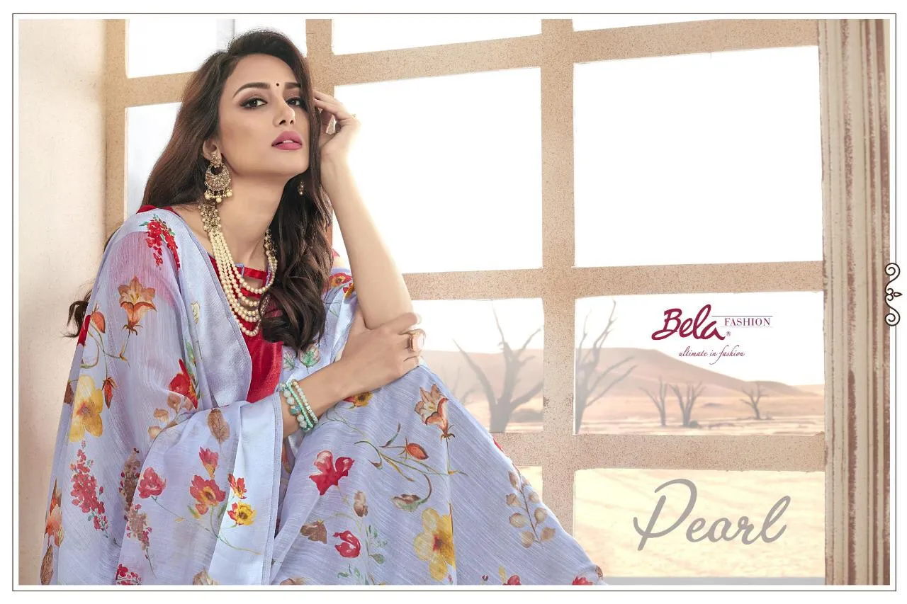 Bela Fashion Pearl Print Designer Daily Wear Saree Collection