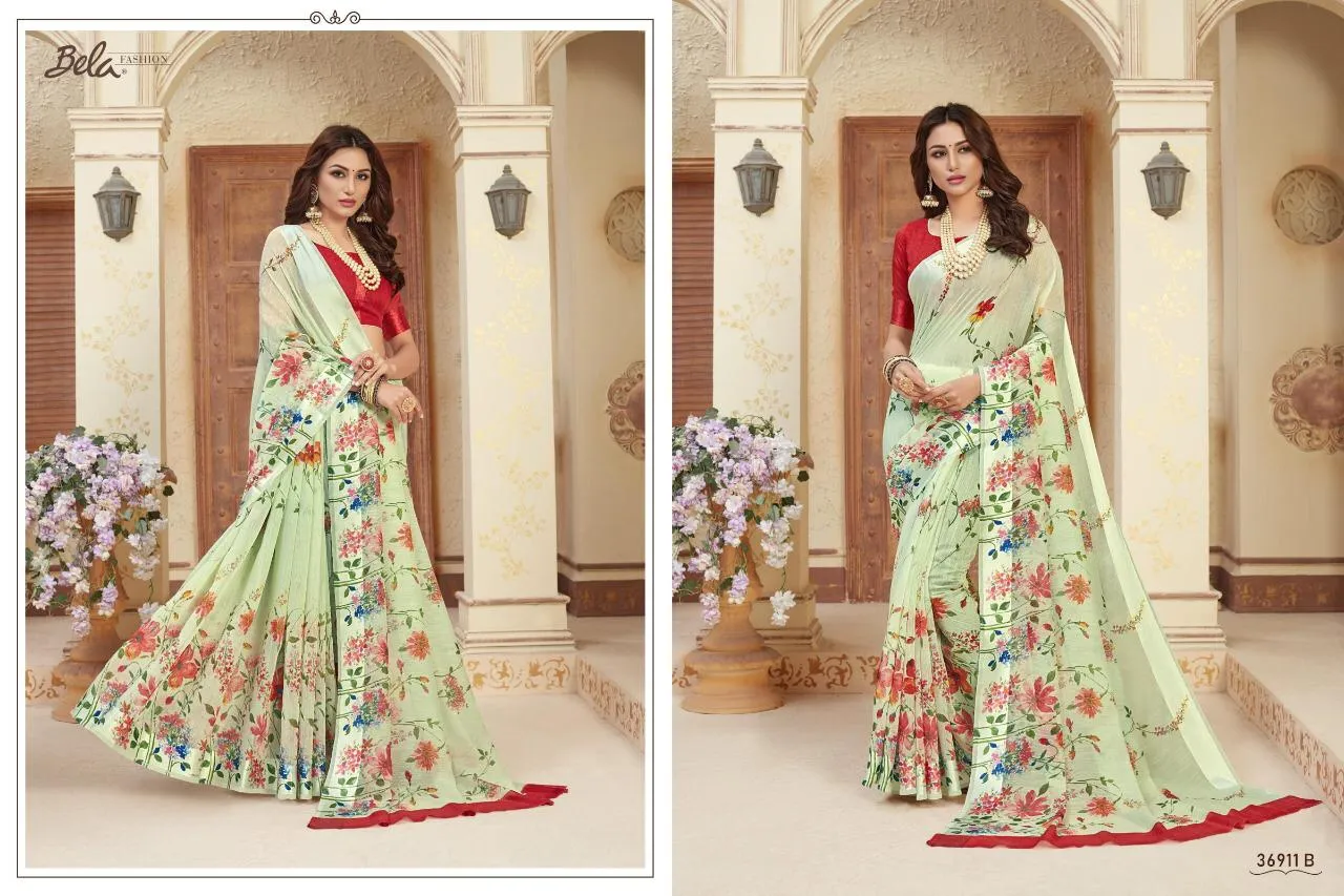 Bela Fashion Pearl Print Designer Daily Wear Saree Collection