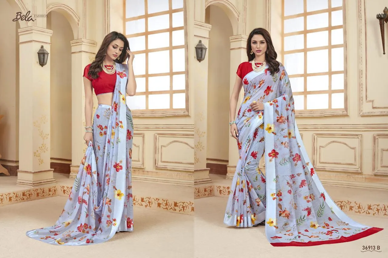 Bela Fashion Pearl Print Designer Daily Wear Saree Collection