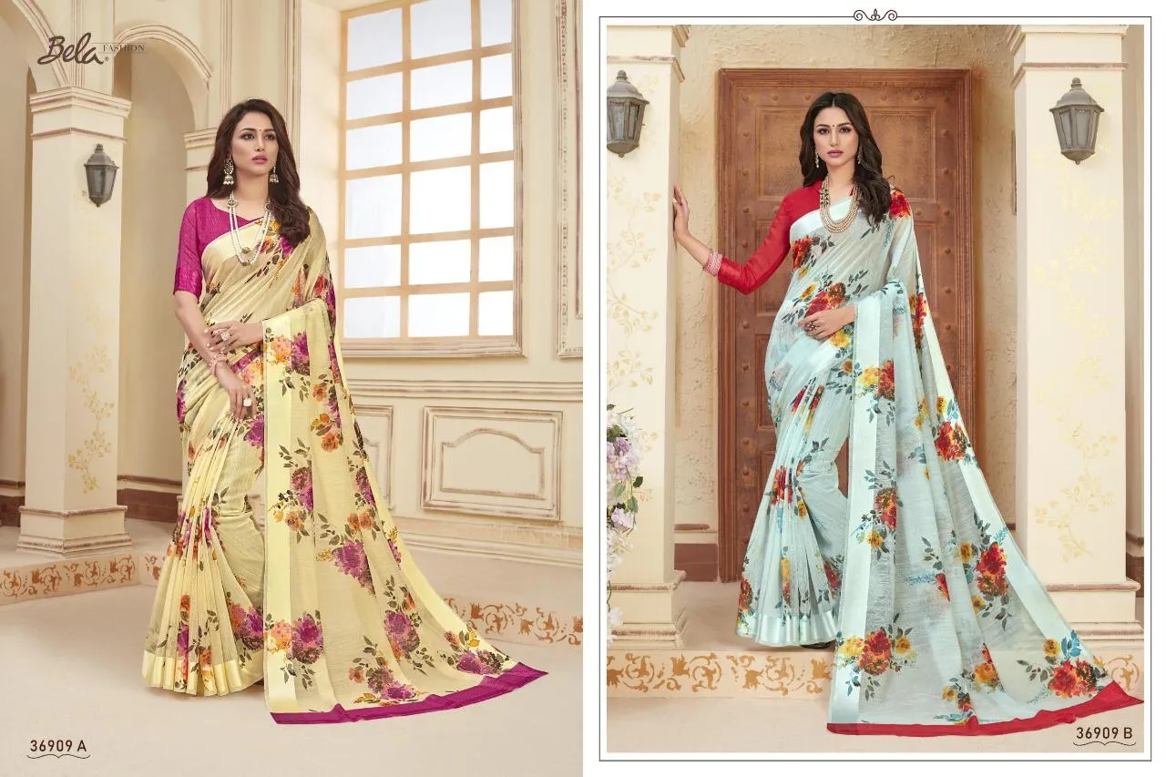 Bela Fashion Pearl Print Designer Daily Wear Saree Collection