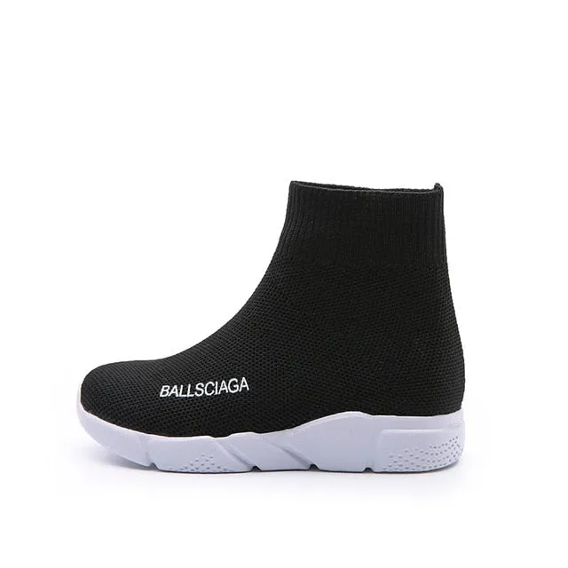 High Top Children School Shoes Socks Shoes Black Designer Girls Boy Sport Running Sneakers