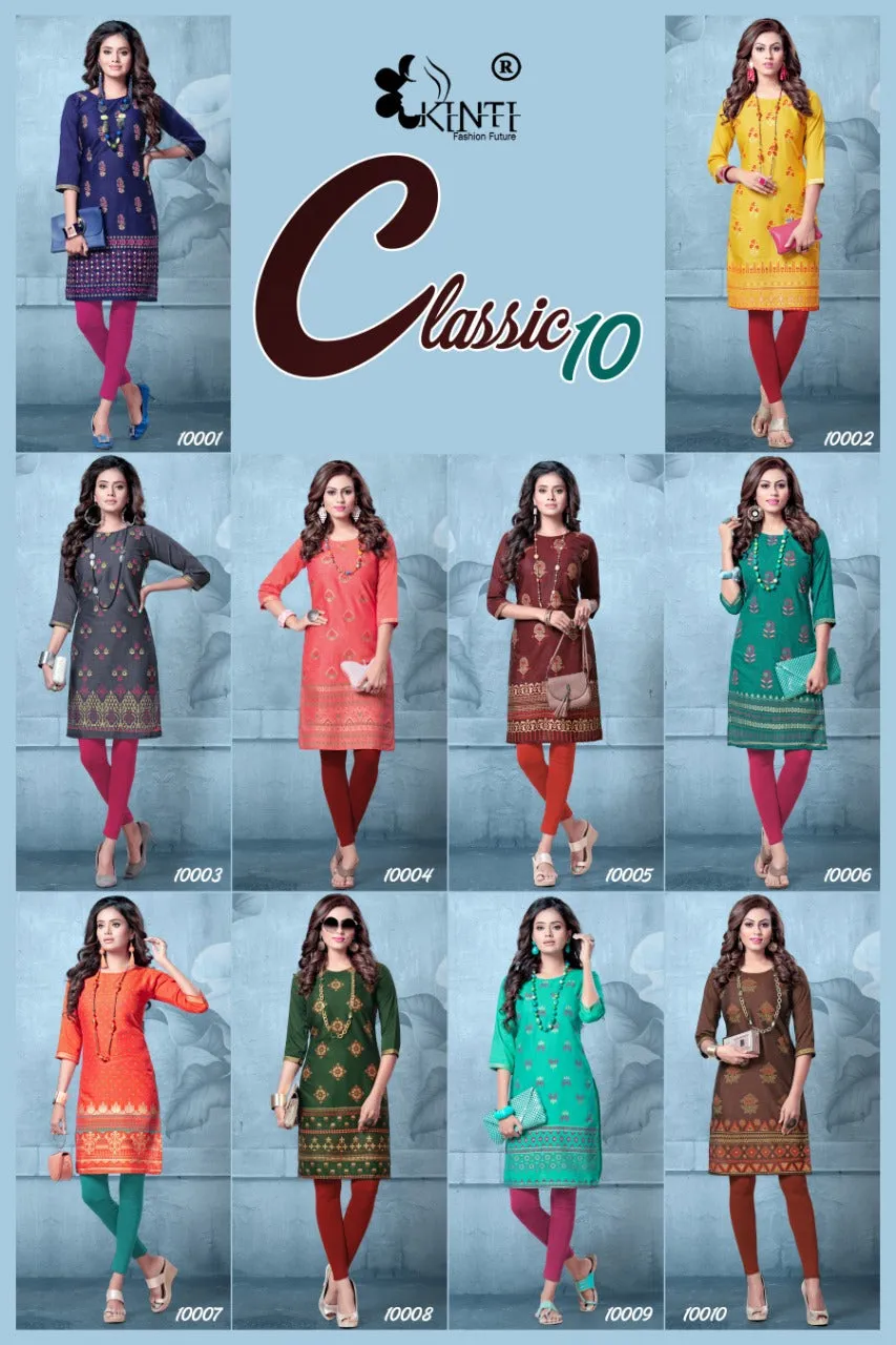 Kinti Presents Classic Vol 10 Rayon Printed Daily Wear Kurtis Collection
