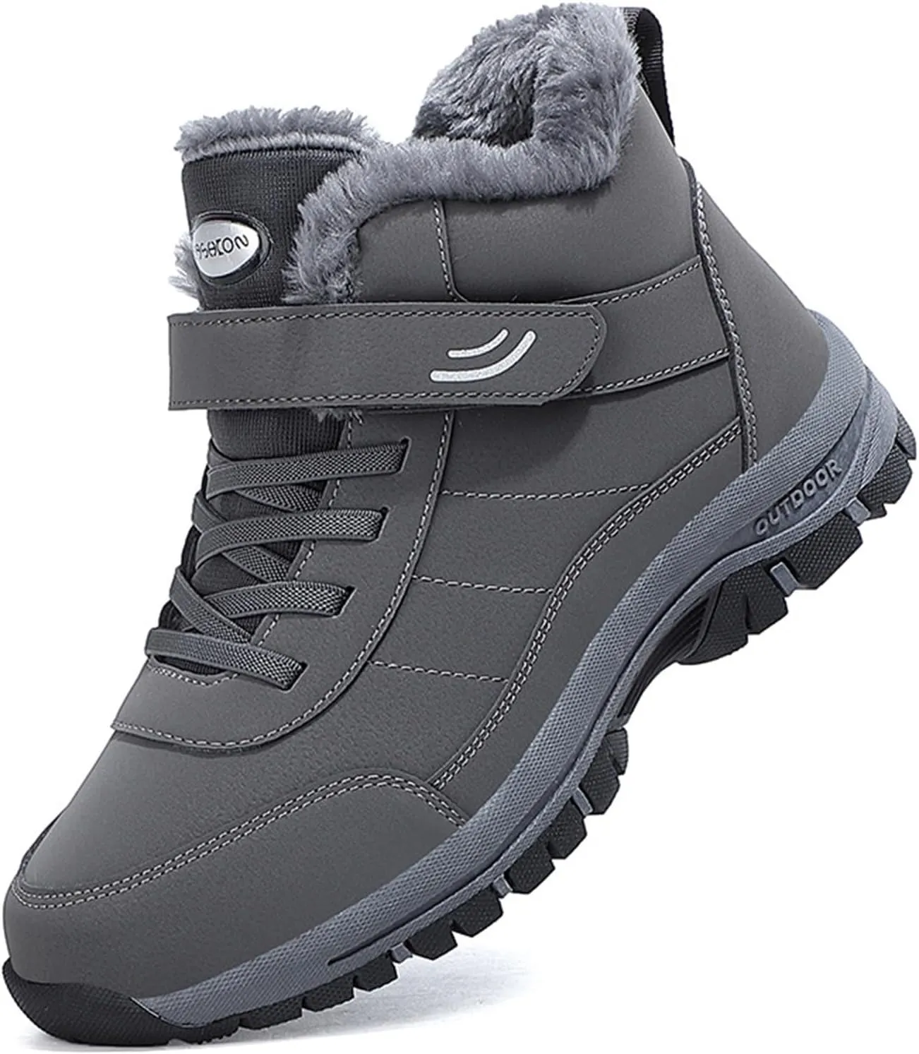 Mens Work Boots Steel Toe Hiking Sneakers Shoes Warm Fur Lined Women Safety Toe Shoes Insulated Waterproof Outdoor Shoes Leather Comfortable Hike Grounded Footwear