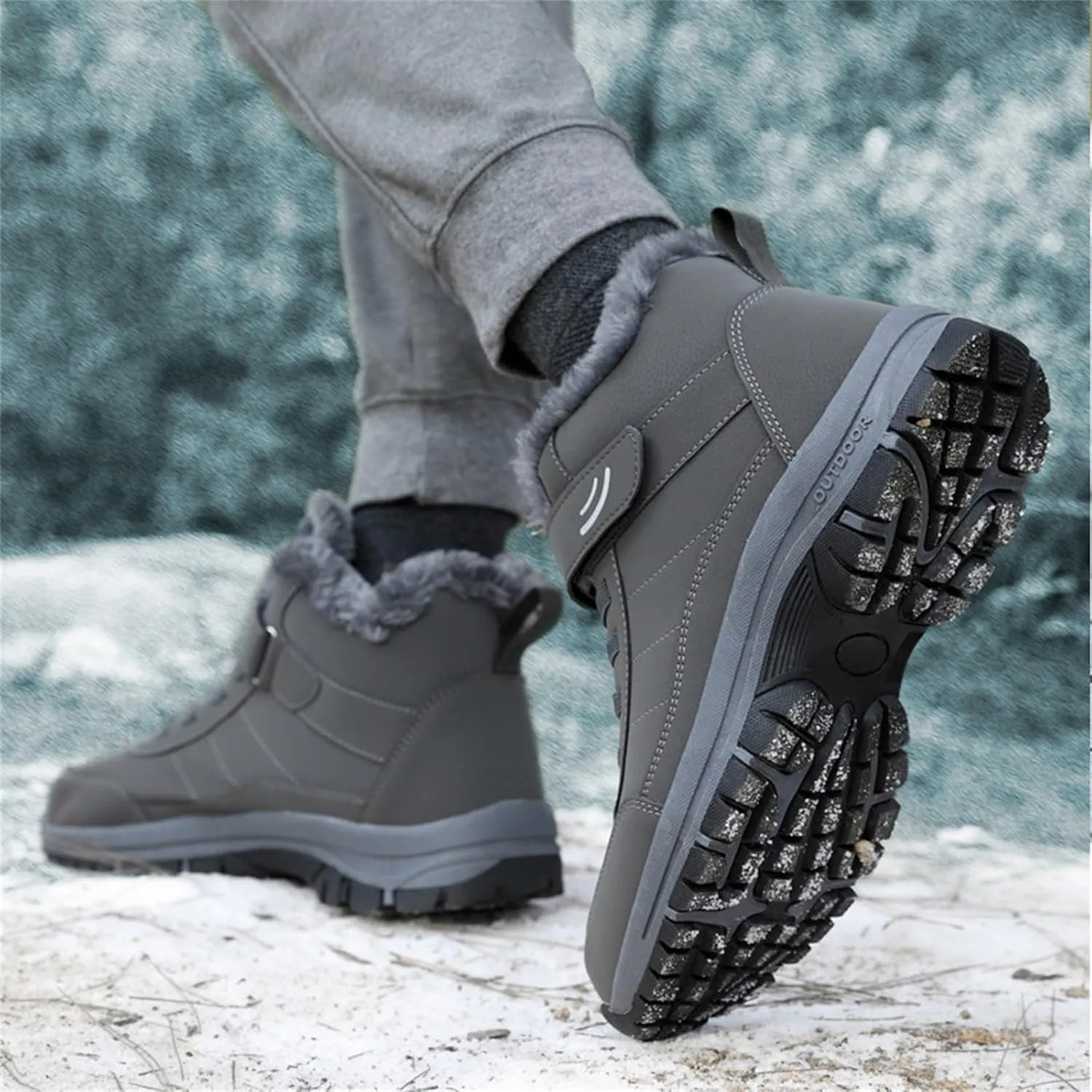 Mens Work Boots Steel Toe Hiking Sneakers Shoes Warm Fur Lined Women Safety Toe Shoes Insulated Waterproof Outdoor Shoes Leather Comfortable Hike Grounded Footwear