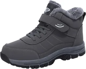 Mens Work Boots Steel Toe Hiking Sneakers Shoes Warm Fur Lined Women Safety Toe Shoes Insulated Waterproof Outdoor Shoes Leather Comfortable Hike Grounded Footwear