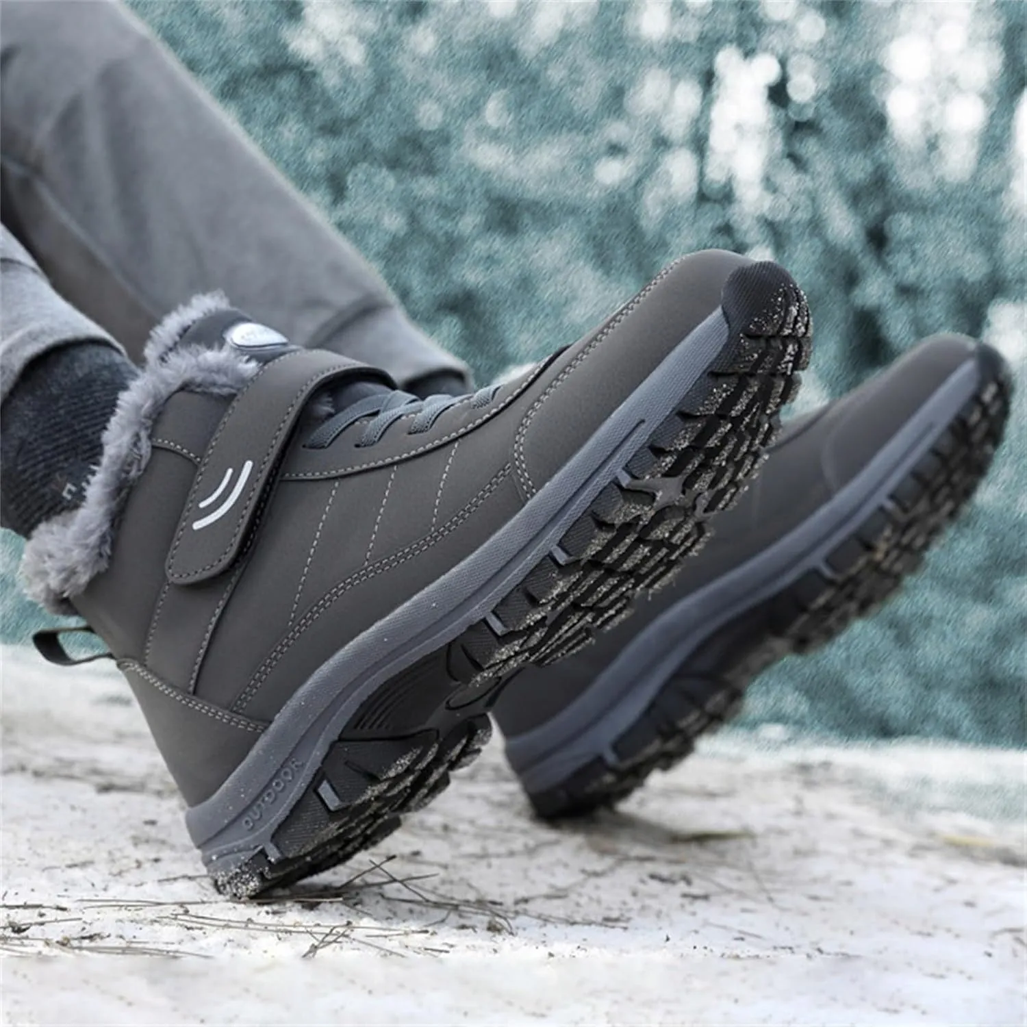 Mens Work Boots Steel Toe Hiking Sneakers Shoes Warm Fur Lined Women Safety Toe Shoes Insulated Waterproof Outdoor Shoes Leather Comfortable Hike Grounded Footwear